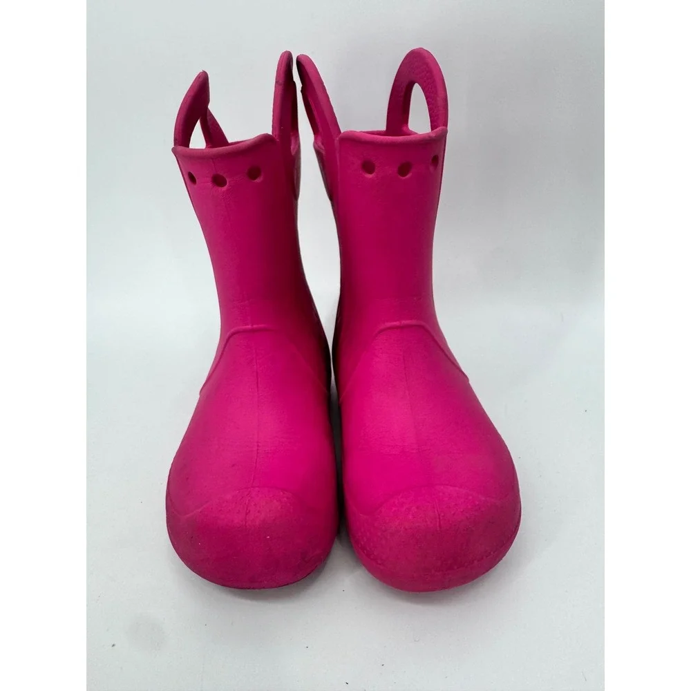 Crocs Handle It Rain Boot Kids Size C12 Pink Waterproof Pull On Boots